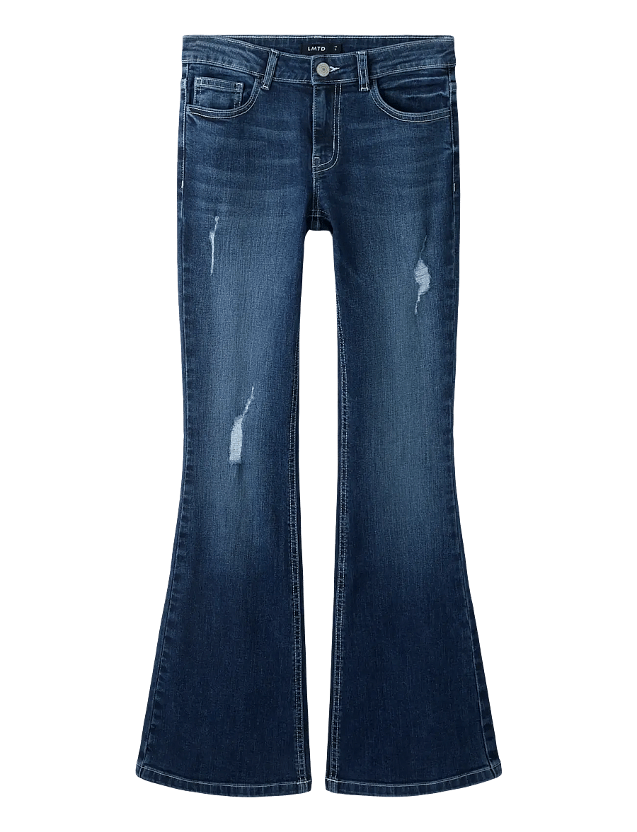 LMTD - NLFBLIBLING DNM S LW FLARED PANT - bootcut jeans - dark blue denim - 1