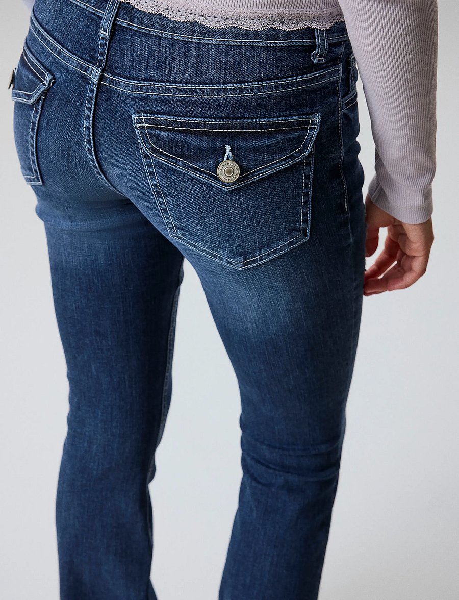 LMTD - NLFBLIBLING DNM S LW FLARED PANT - bootcut jeans - dark blue denim - 0