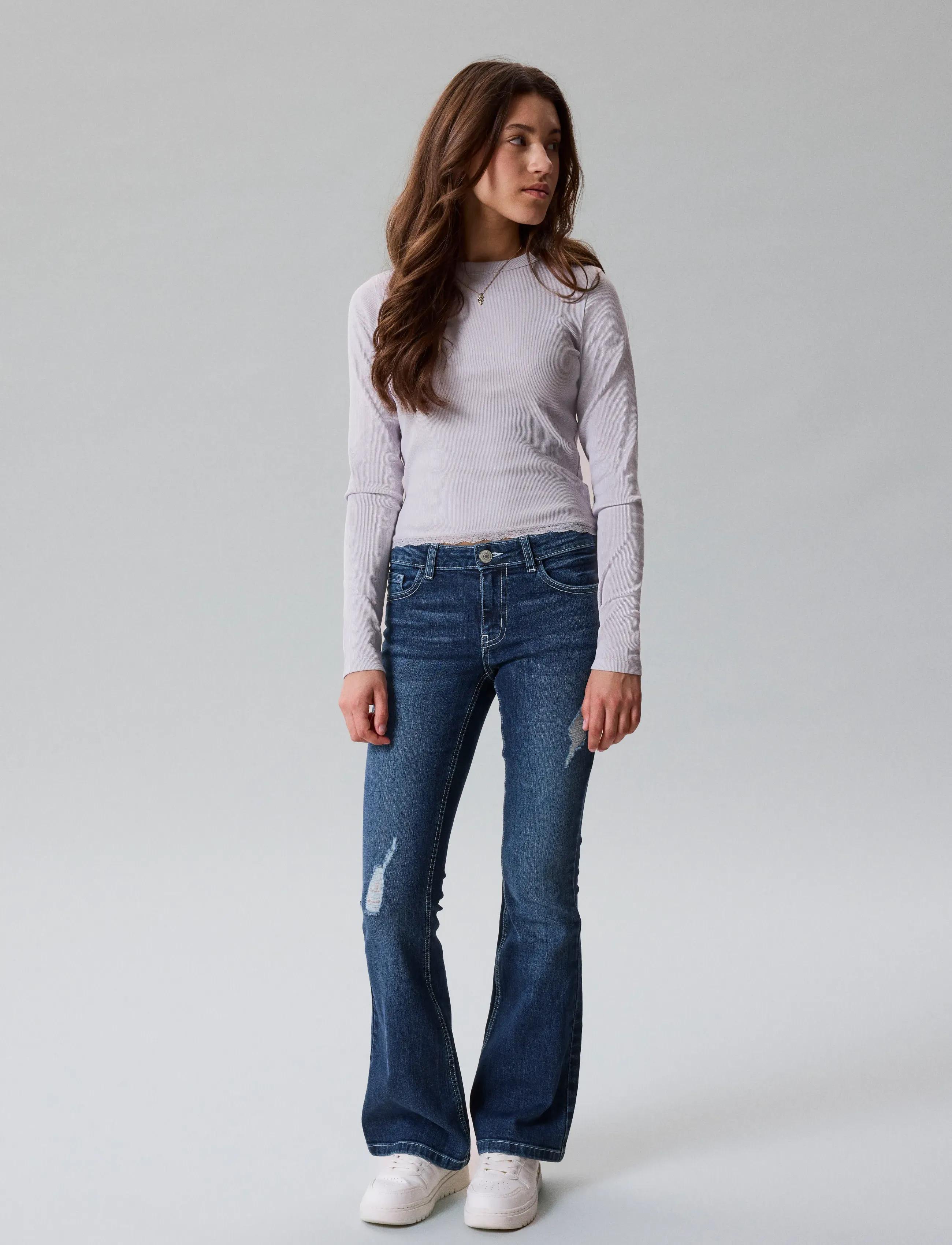 LMTD - NLFBLIBLING DNM S LW FLARED PANT - bootcut jeans - dark blue denim - 5
