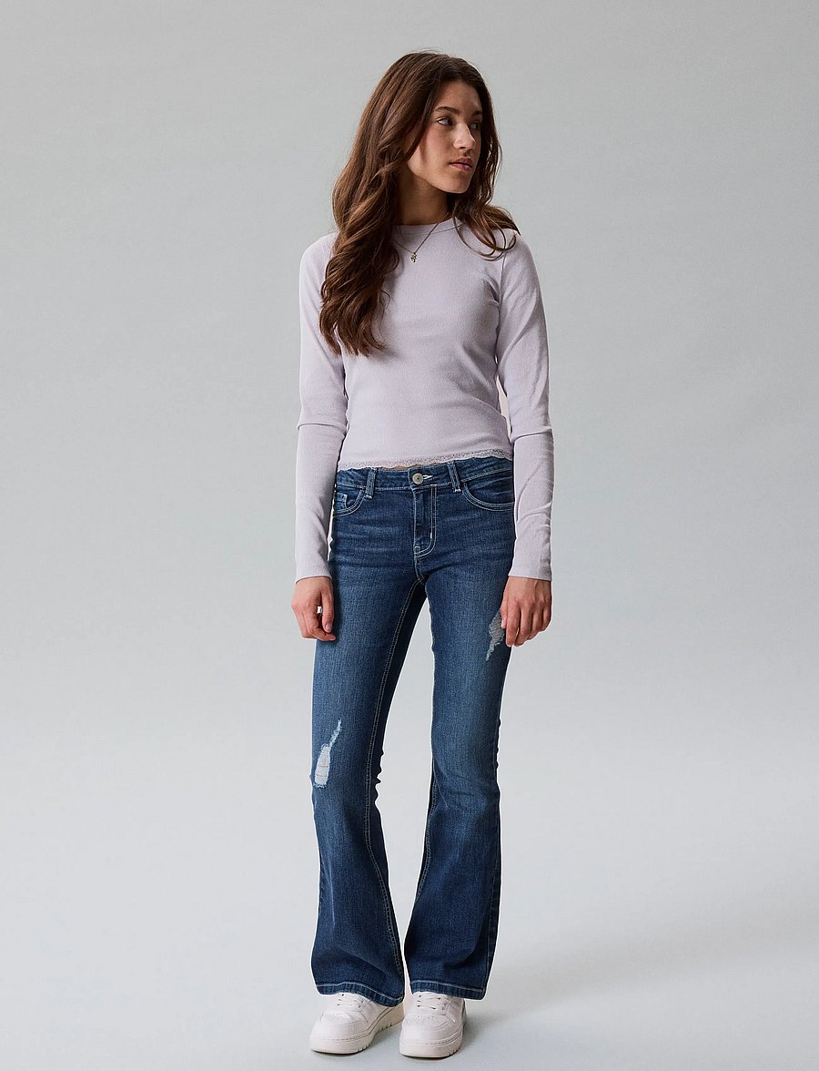 LMTD - NLFBLIBLING DNM S LW FLARED PANT - bootcut jeans - dark blue denim - 5