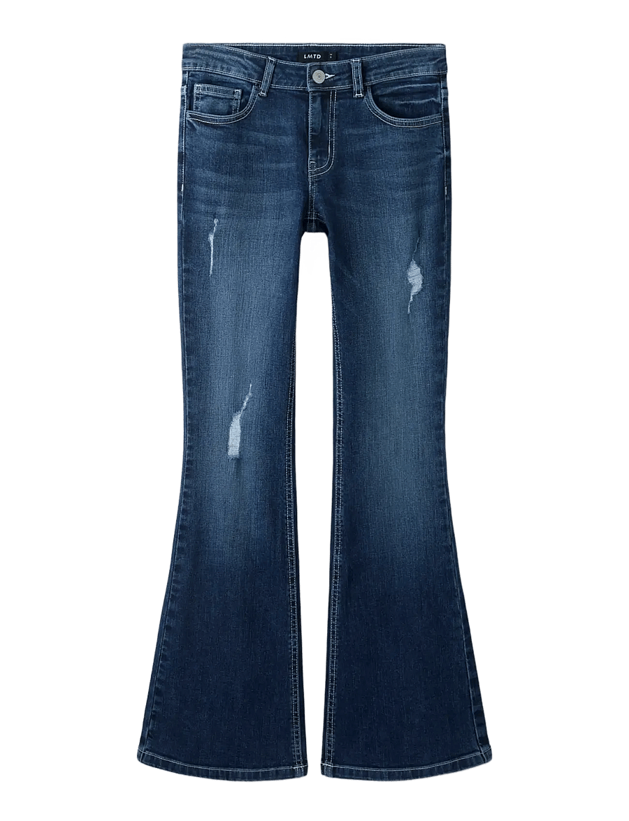 LMTD - NLFBLIBLING DNM S LW FLARED PANT - bootcut jeans - dark blue denim - 3