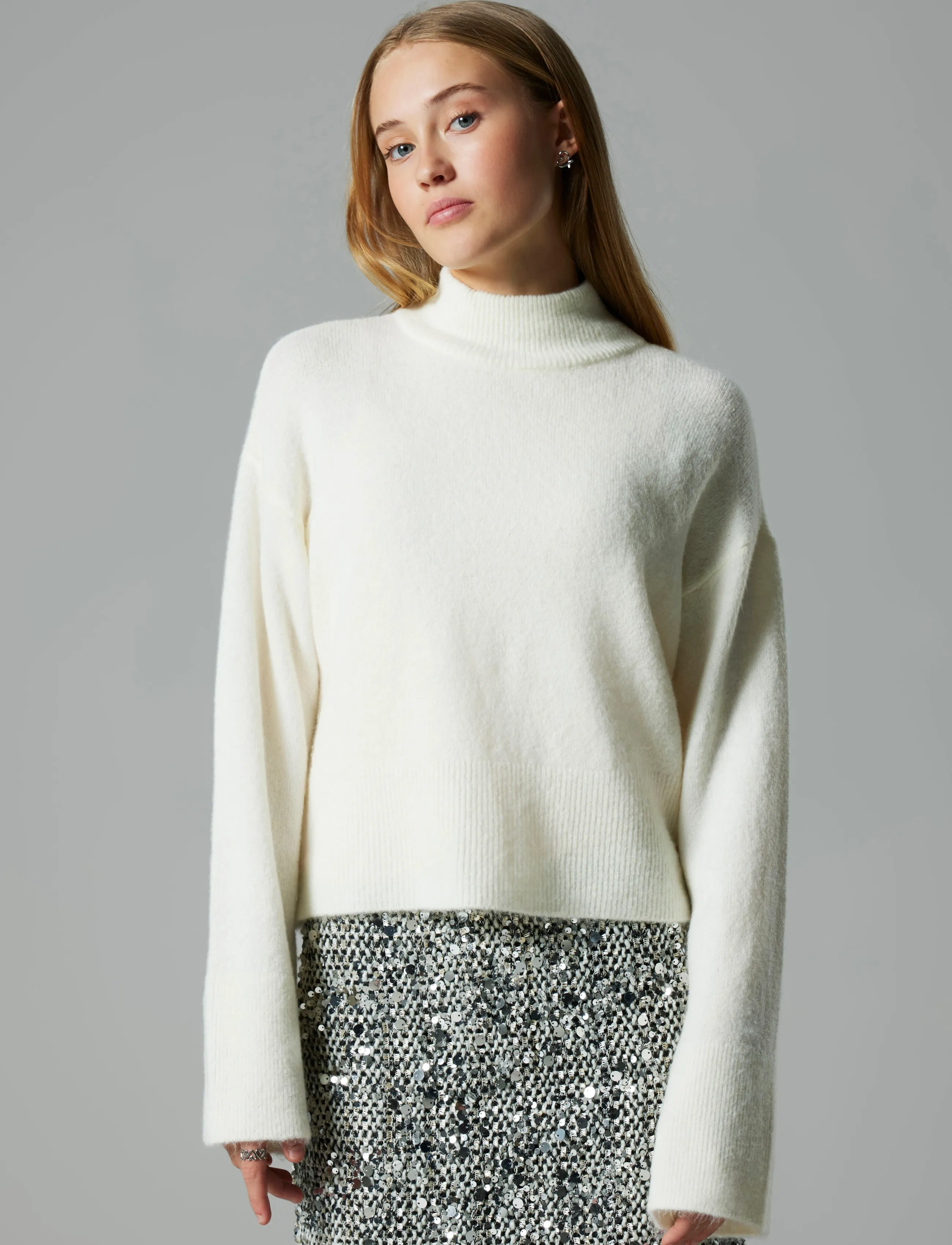 LMTD - NLFRIAA LS SHORT TURTLENECK KNIT - trøjer - antique white - 5