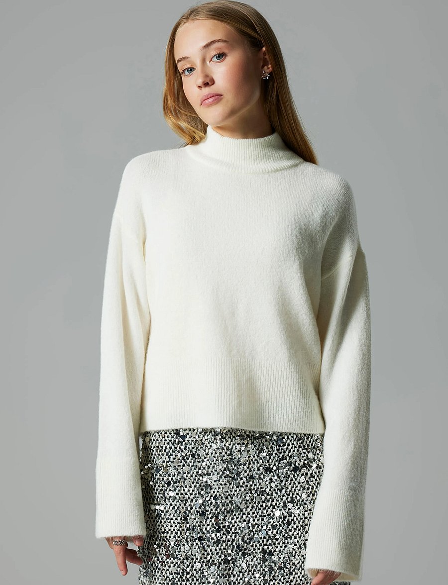 LMTD - NLFRIAA LS SHORT TURTLENECK KNIT - trøjer - antique white - 5