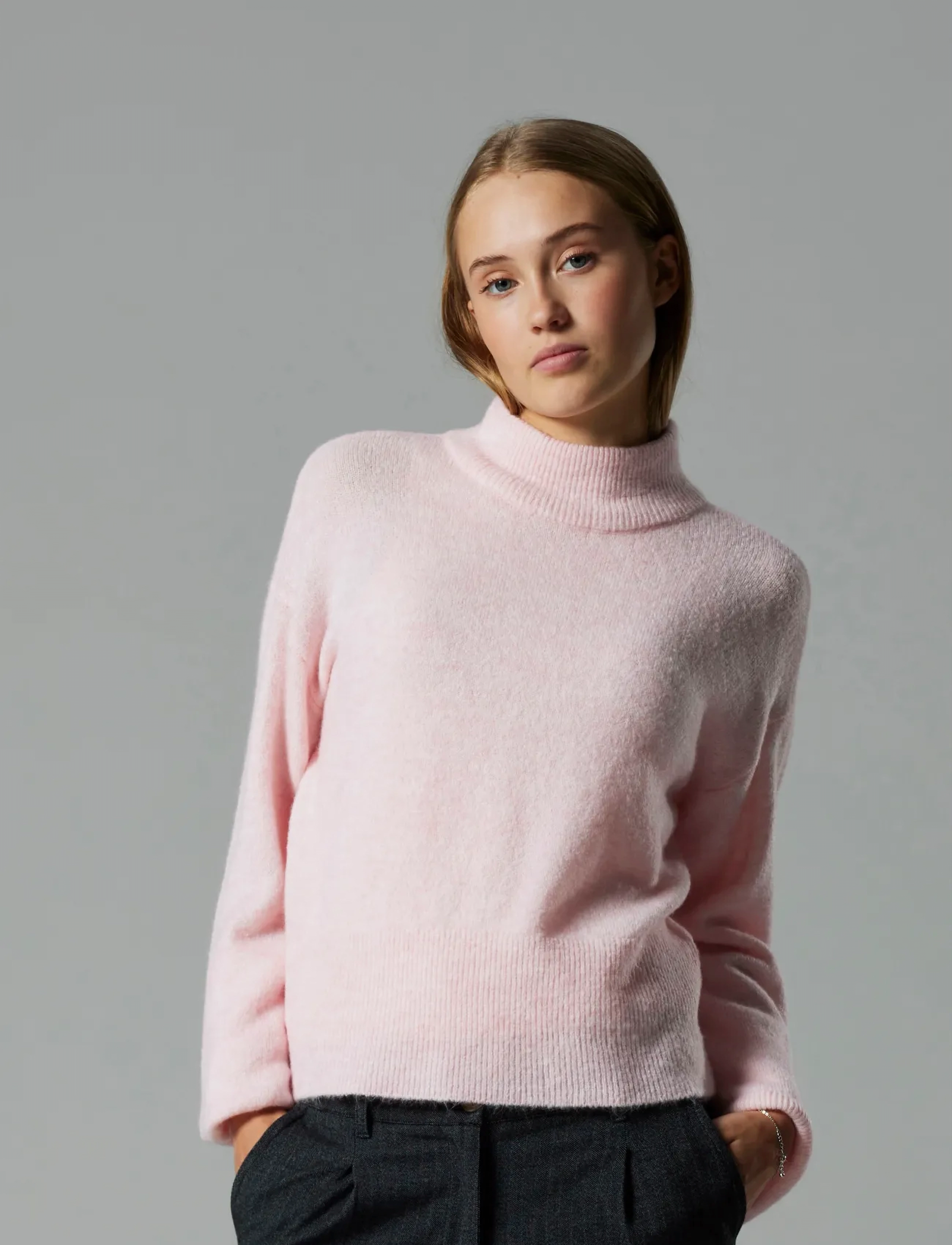 LMTD NLFRIAA LS SHORT TURTLENECK KNIT - Pullover - CRYSTAL PINK / pink/rose