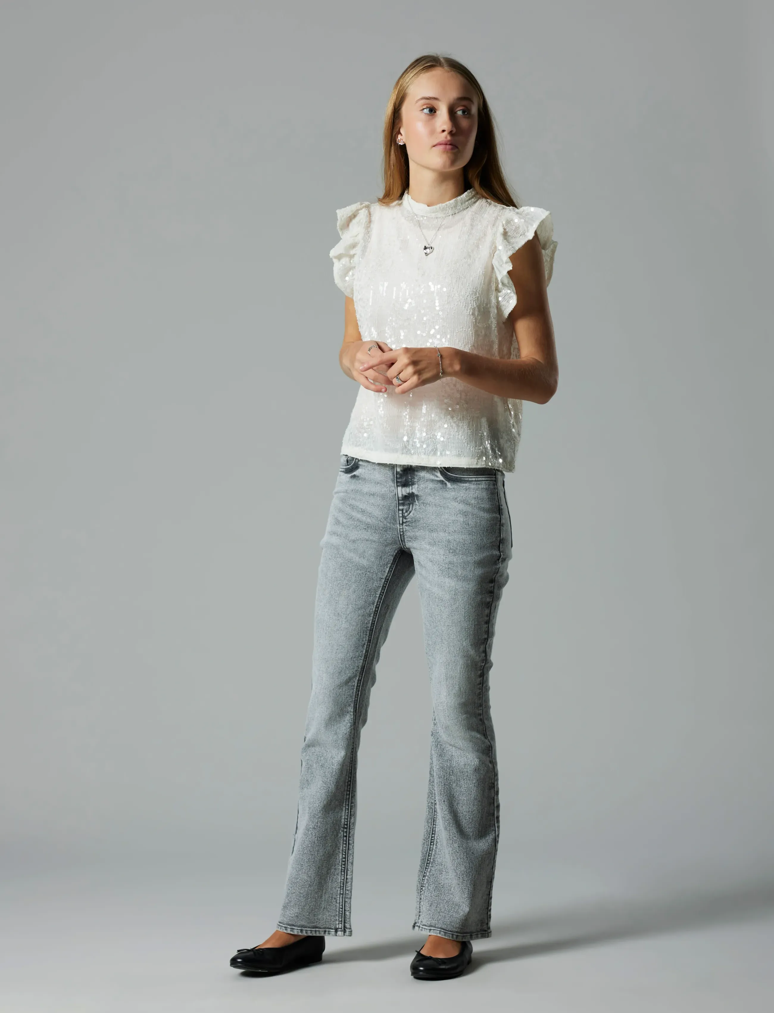 LMTD - NLFRISIANNA SL SHIRT - lühikeste varrukatega särgid - white alyssum - 2