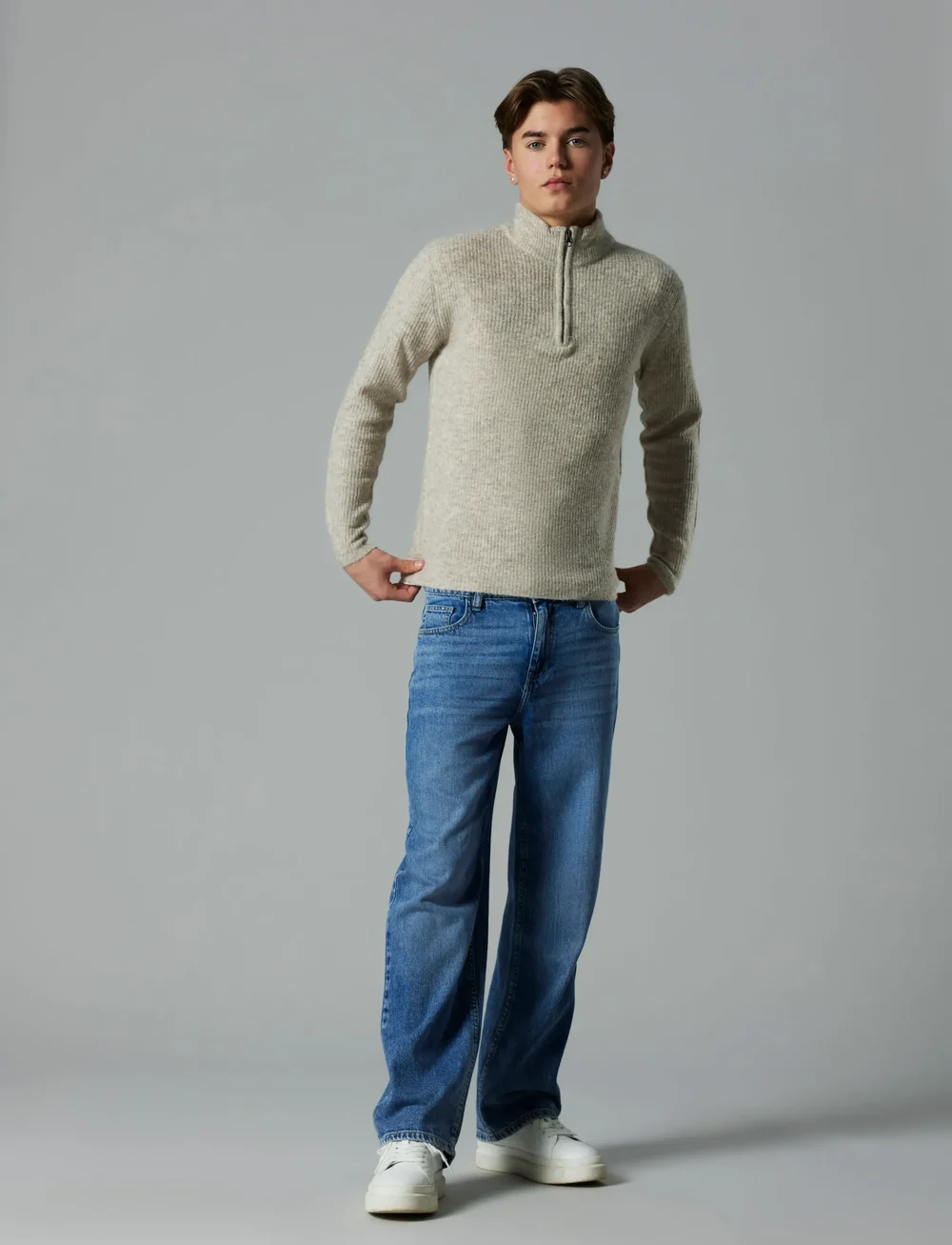 LMTD - NLMKLEAVE LS HALF ZIP KNIT - džemperiai - peyote melange - 3