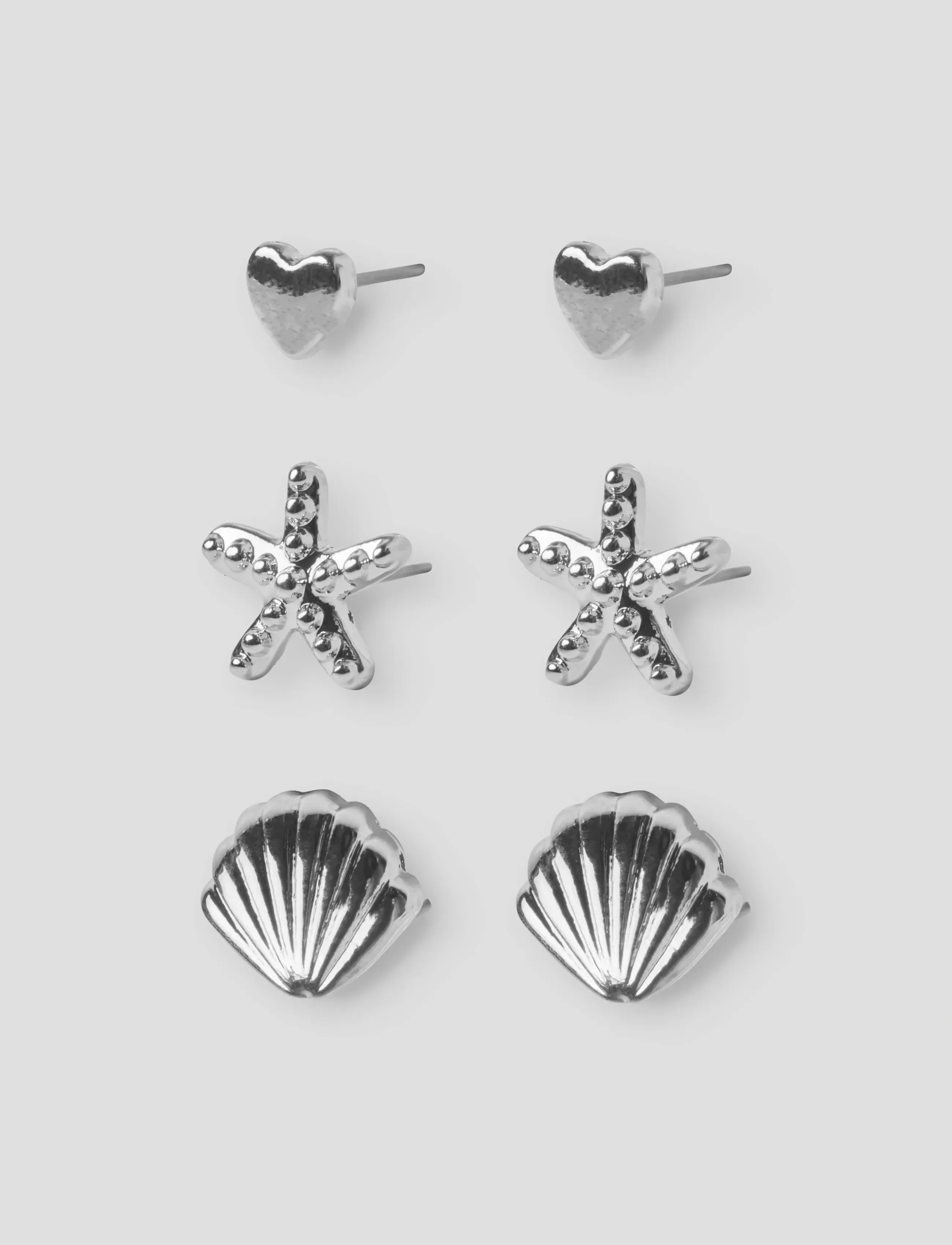 LMTD Nlfsea 3P Small Earrings, One Size, Kids Jewellery, Silber - Kinder