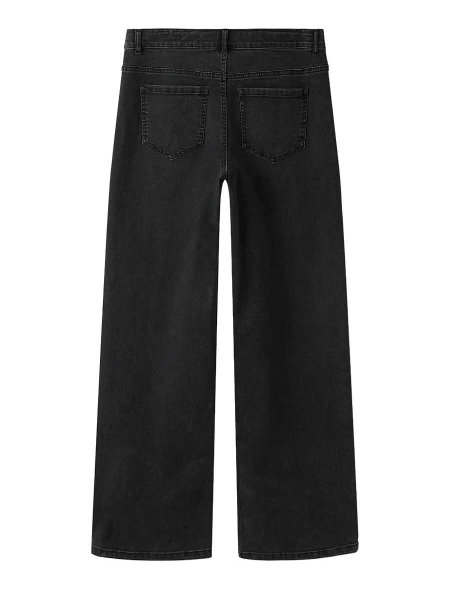 LMTD - NLFBLI DNM NW R WIDE PANT NOOS - hosen mit weitem bein - black denim - 2
