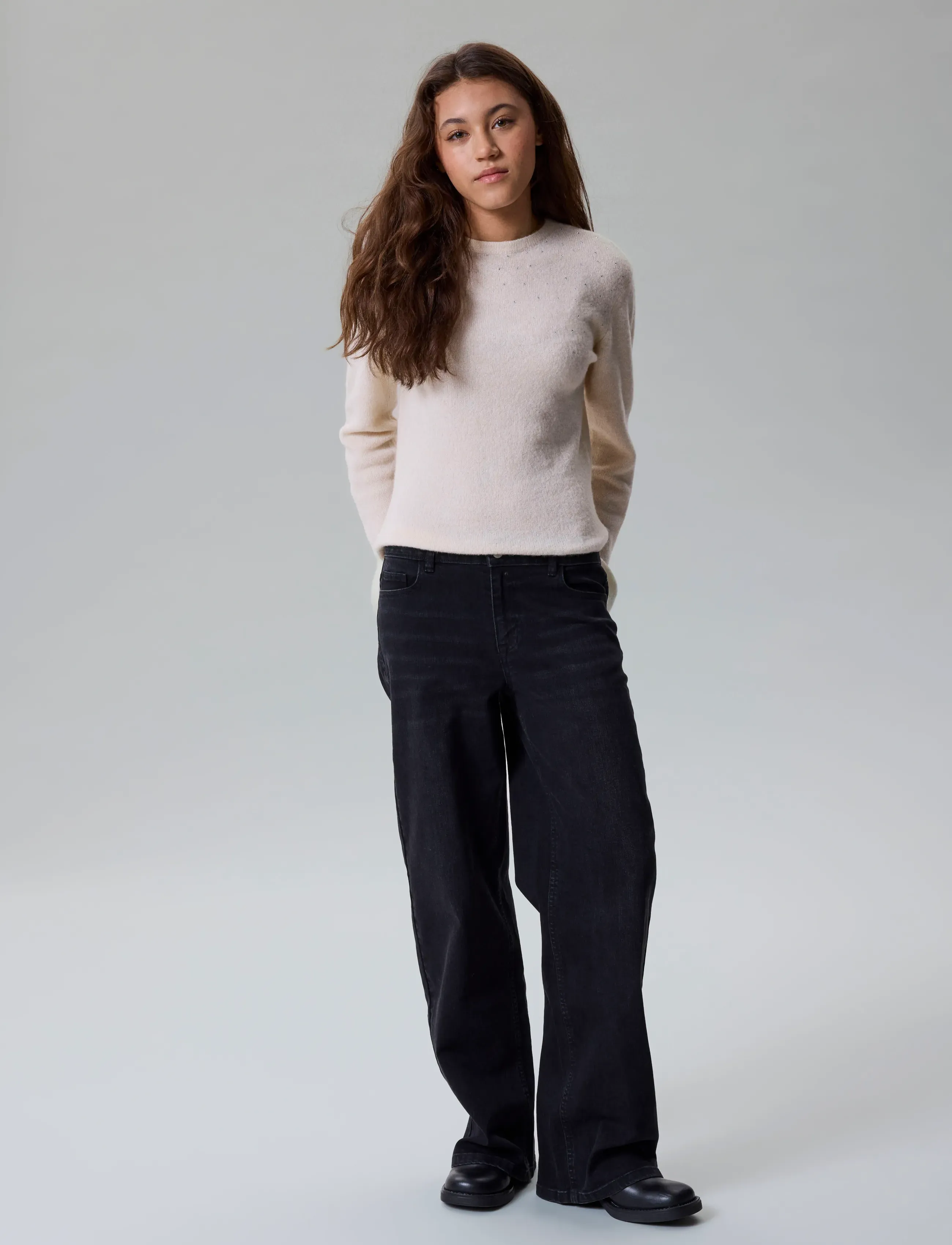 LMTD - NLFBLI DNM NW R WIDE PANT NOOS - hosen mit weitem bein - black denim - 3