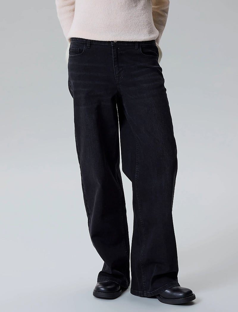 LMTD - NLFBLI DNM NW R WIDE PANT NOOS - laia säärega teksad - black denim - 4