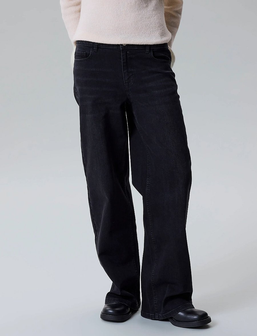 LMTD - NLFBLI DNM NW R WIDE PANT NOOS - hosen mit weitem bein - black denim - 4