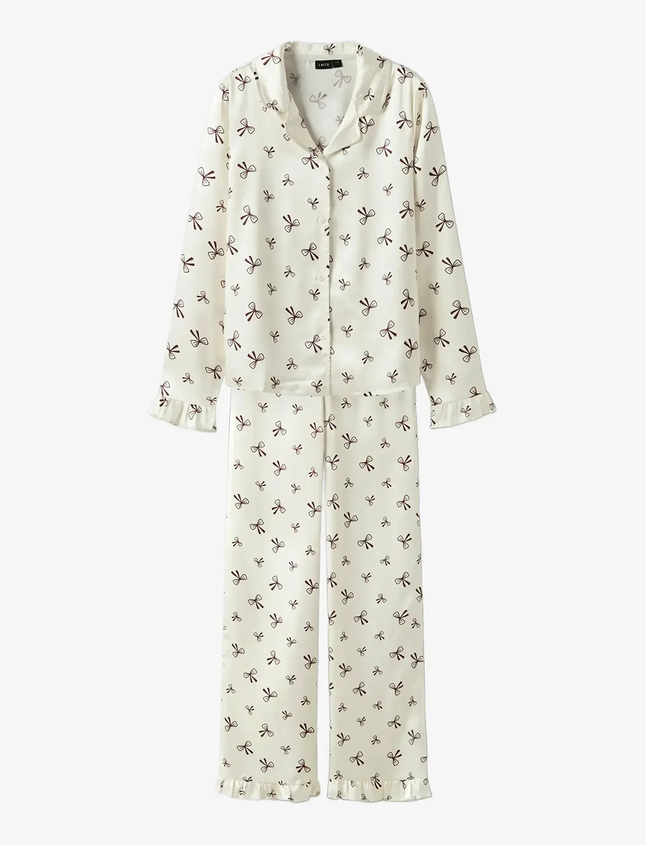 LMTD - NLFBOW SATIN PYJAMAS - antique white - 0