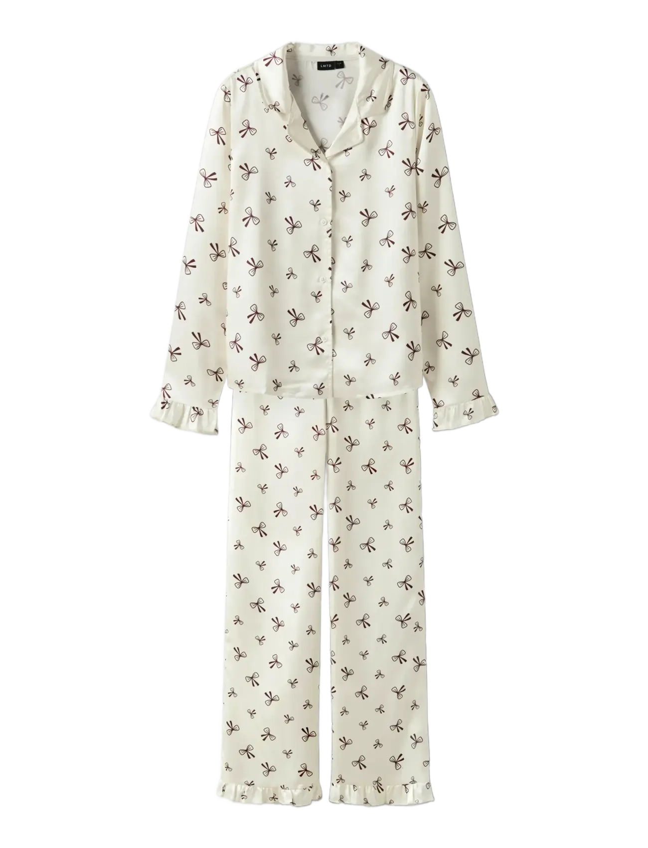 NLFBOW SATIN PYJAMAS - ANTIQUE WHITE