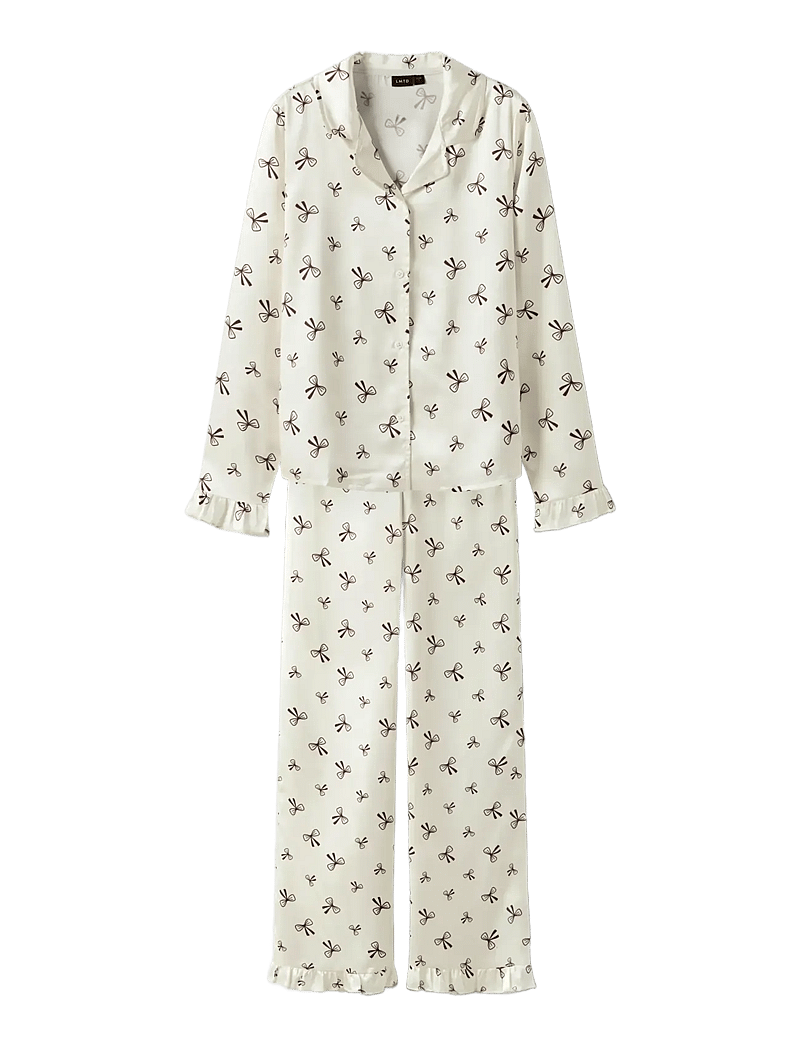LMTD - NLFBOW SATIN PYJAMAS - pyjama-sets - antique white - 1