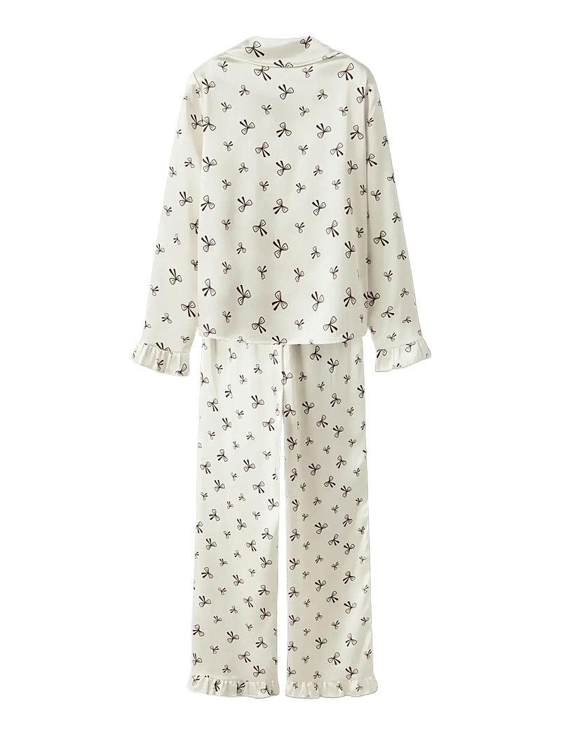 LMTD - NLFBOW SATIN PYJAMAS - pyjama-sets - antique white - 2