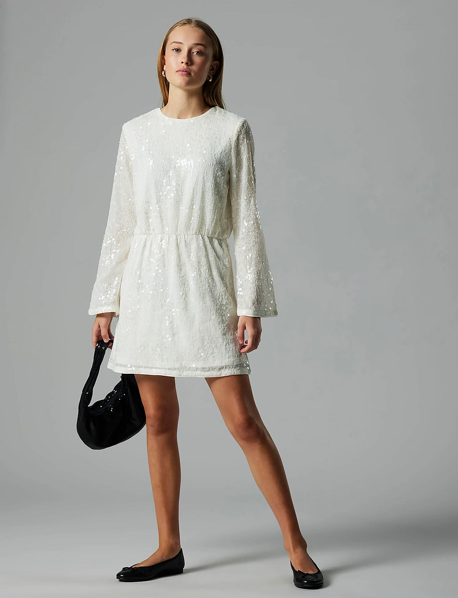LMTD - NLFRISIANNA LS SHORT DRESS - feestjurken - white alyssum - 3
