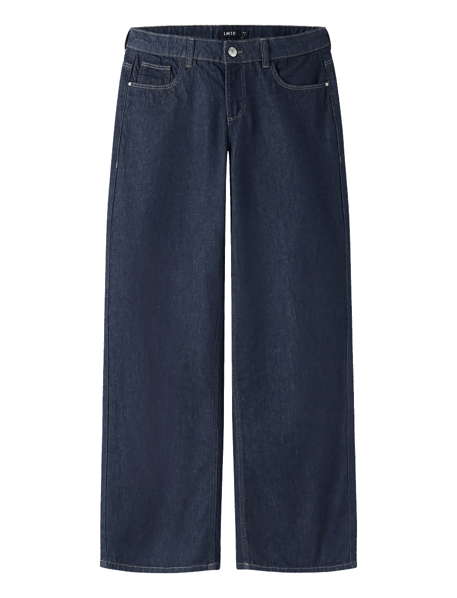LMTD - NLFBIRM LW WIDE PANT NOOS - pantalons larges - dark blue denim - 0