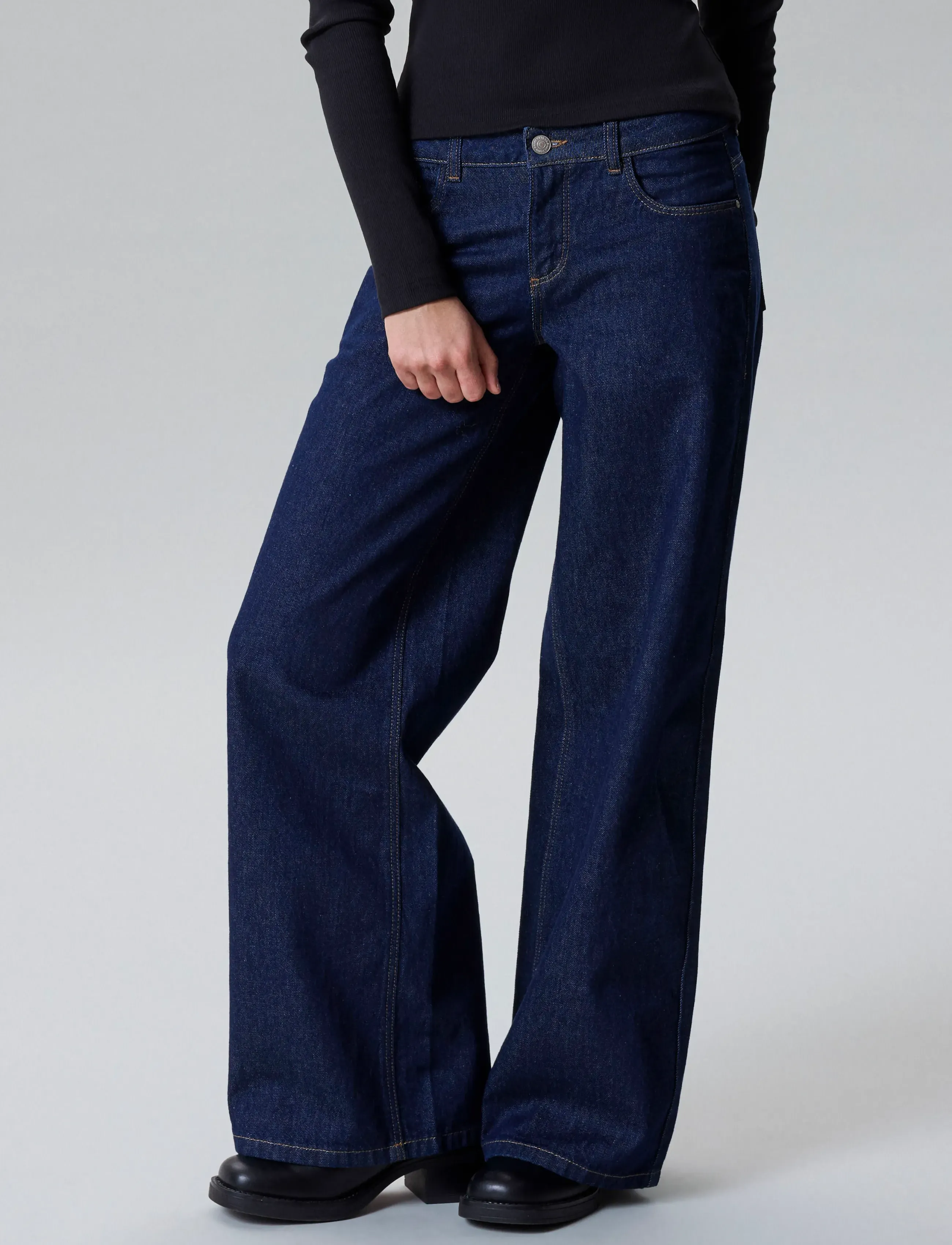 LMTD - NLFBIRM LW WIDE PANT NOOS - pantalons larges - dark blue denim - 2