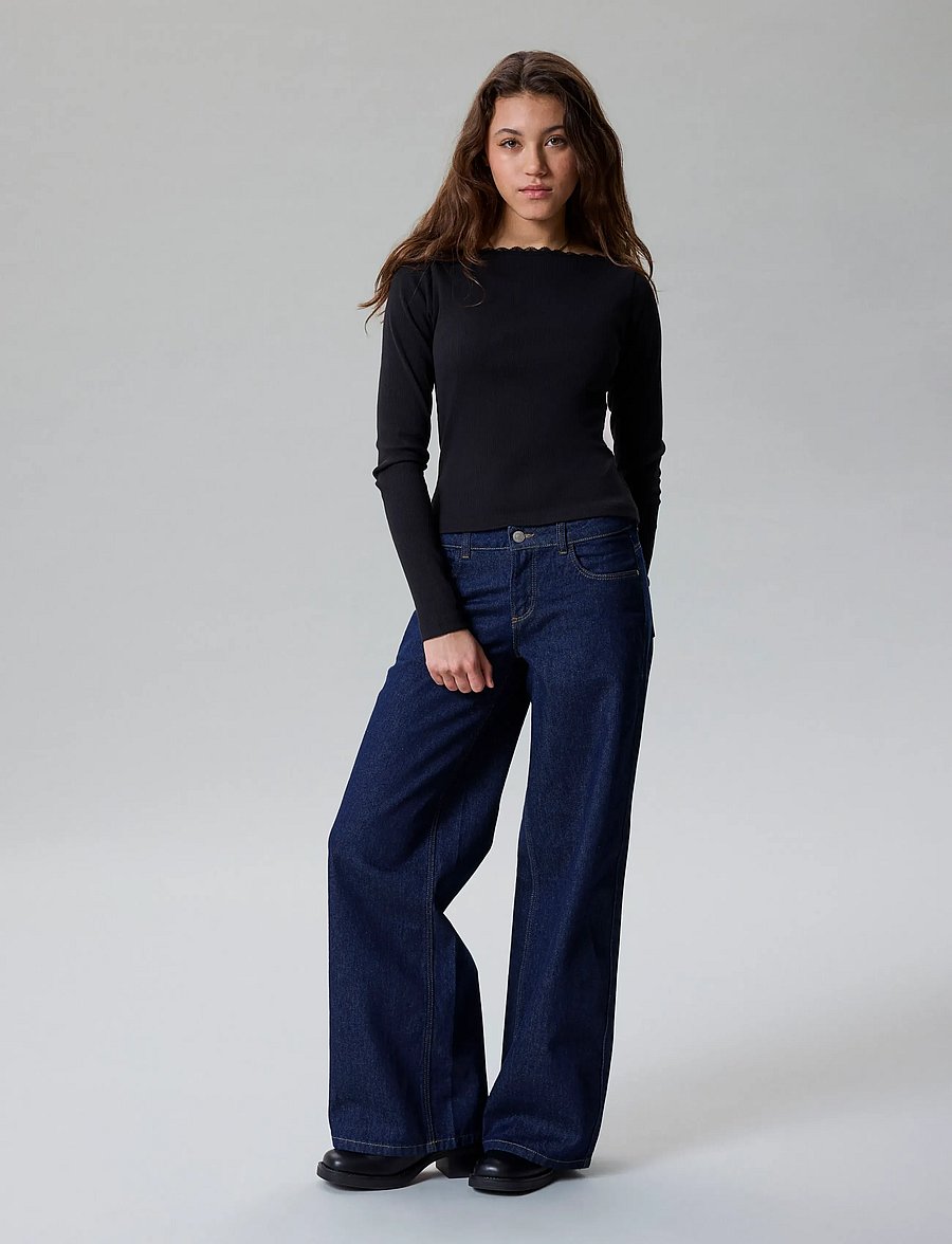 LMTD - NLFBIRM LW WIDE PANT NOOS - pantalons larges - dark blue denim - 3