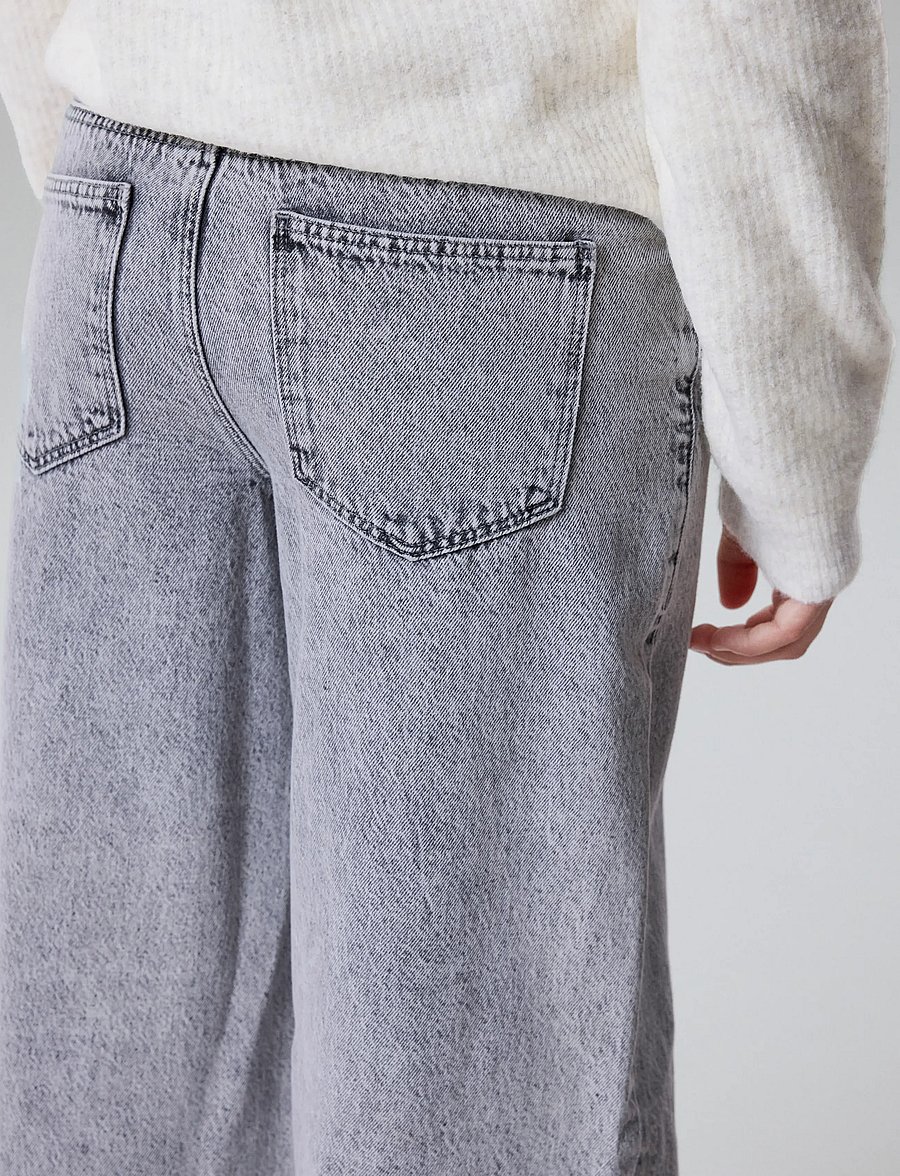 LMTD - NLFBIRM LW WIDE PANT NOOS - pantalons larges - light grey denim - 0