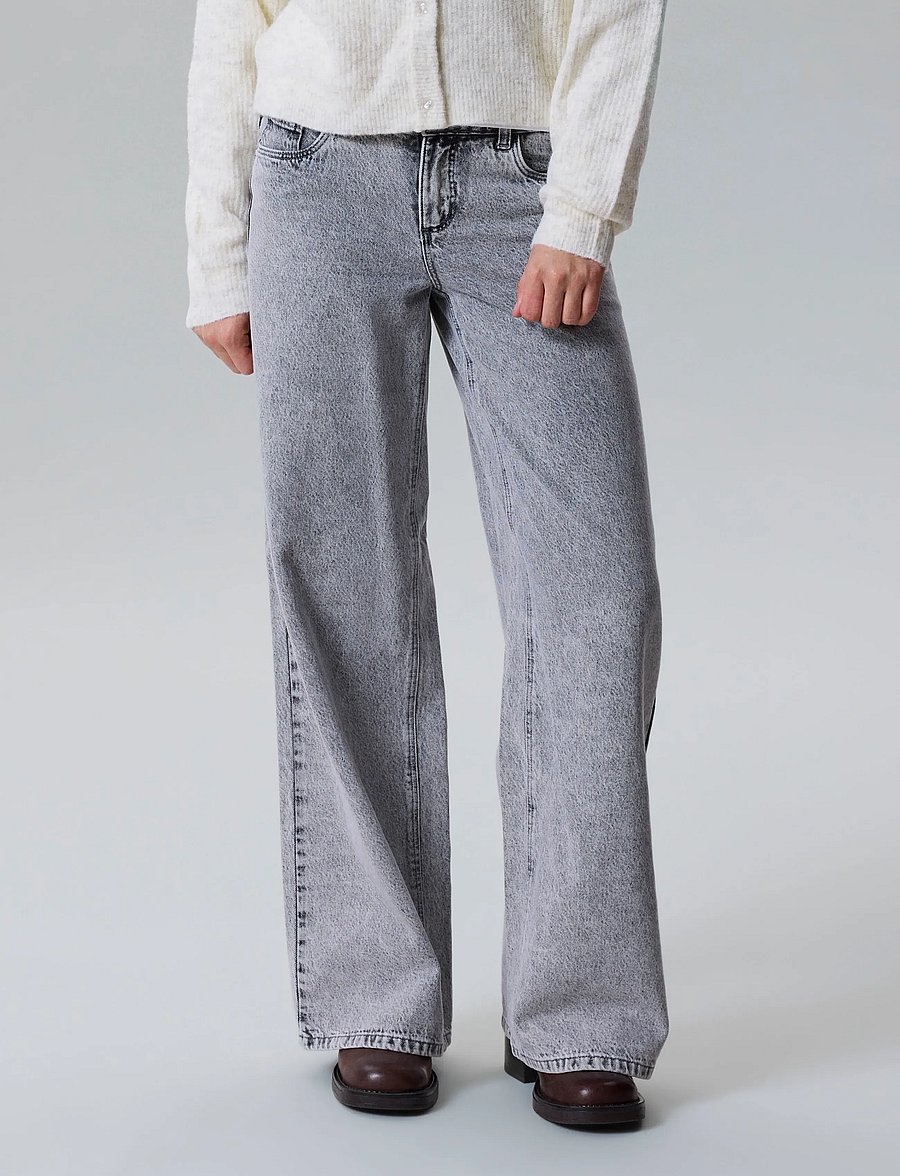 LMTD - NLFBIRM LW WIDE PANT NOOS - pantalons larges - light grey denim - 5
