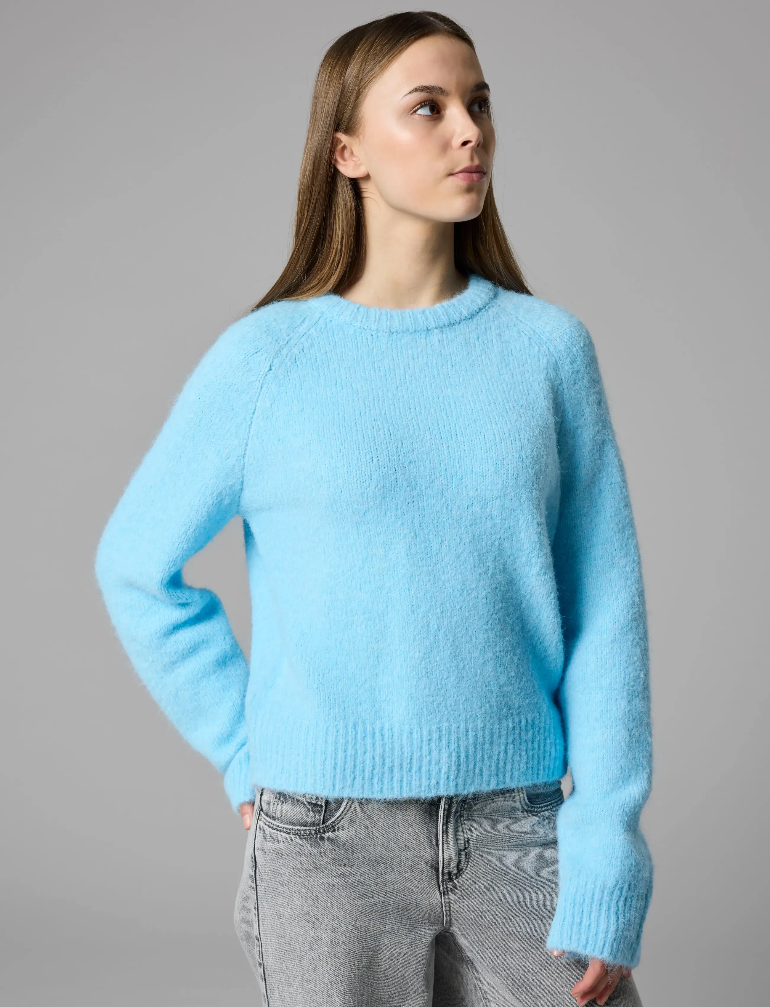 LMTD - NLFBULLO LS SHORT KNIT - trøjer - ice water - 3