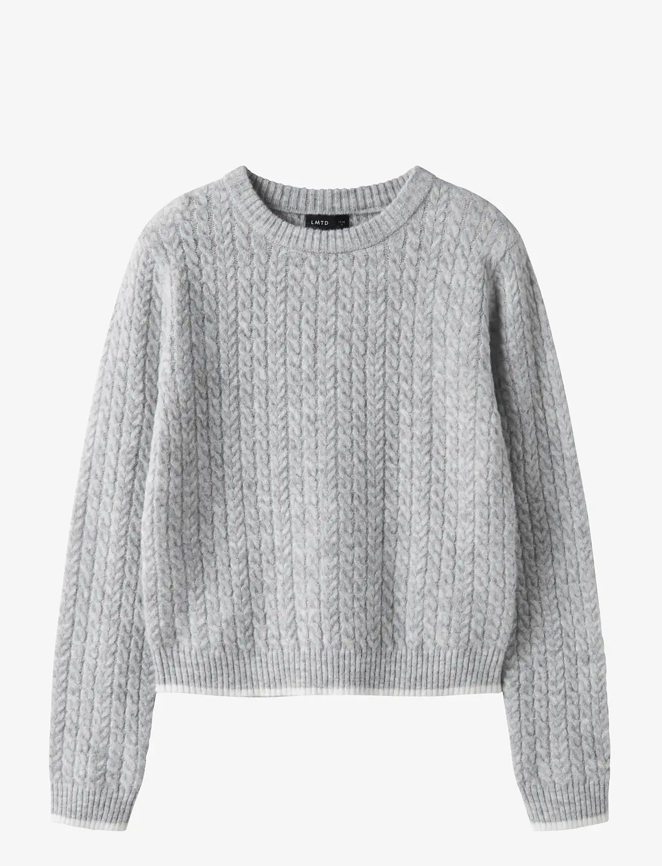 LMTD - NLFKAVES LS SHORT S KNIT - trøjer - light grey melange - 1