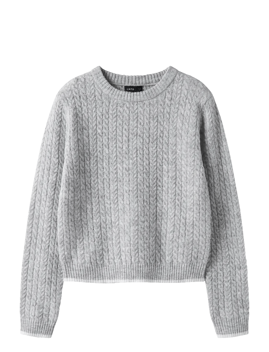 LMTD - NLFKAVES LS SHORT S KNIT - džemperi - light grey melange - 1