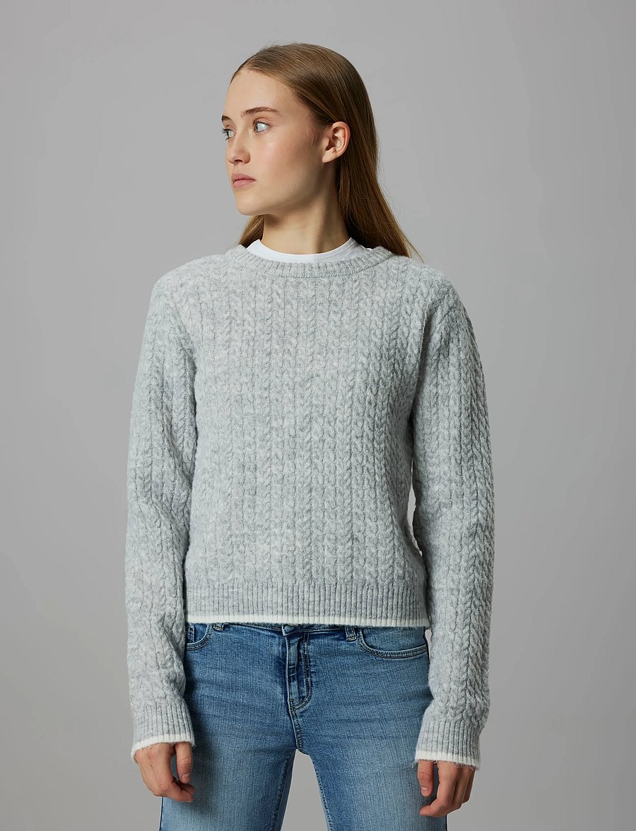LMTD - NLFKAVES LS SHORT S KNIT - džemperi - light grey melange - 0