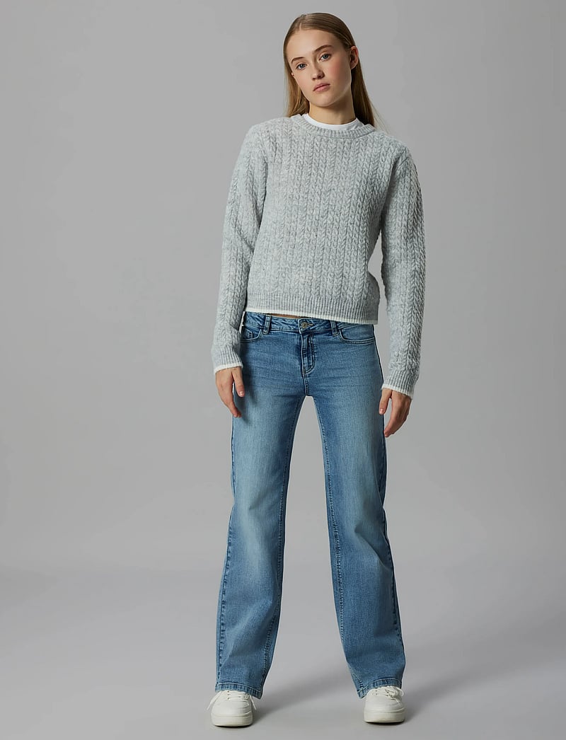 LMTD - NLFKAVES LS SHORT S KNIT - trøjer - light grey melange - 3