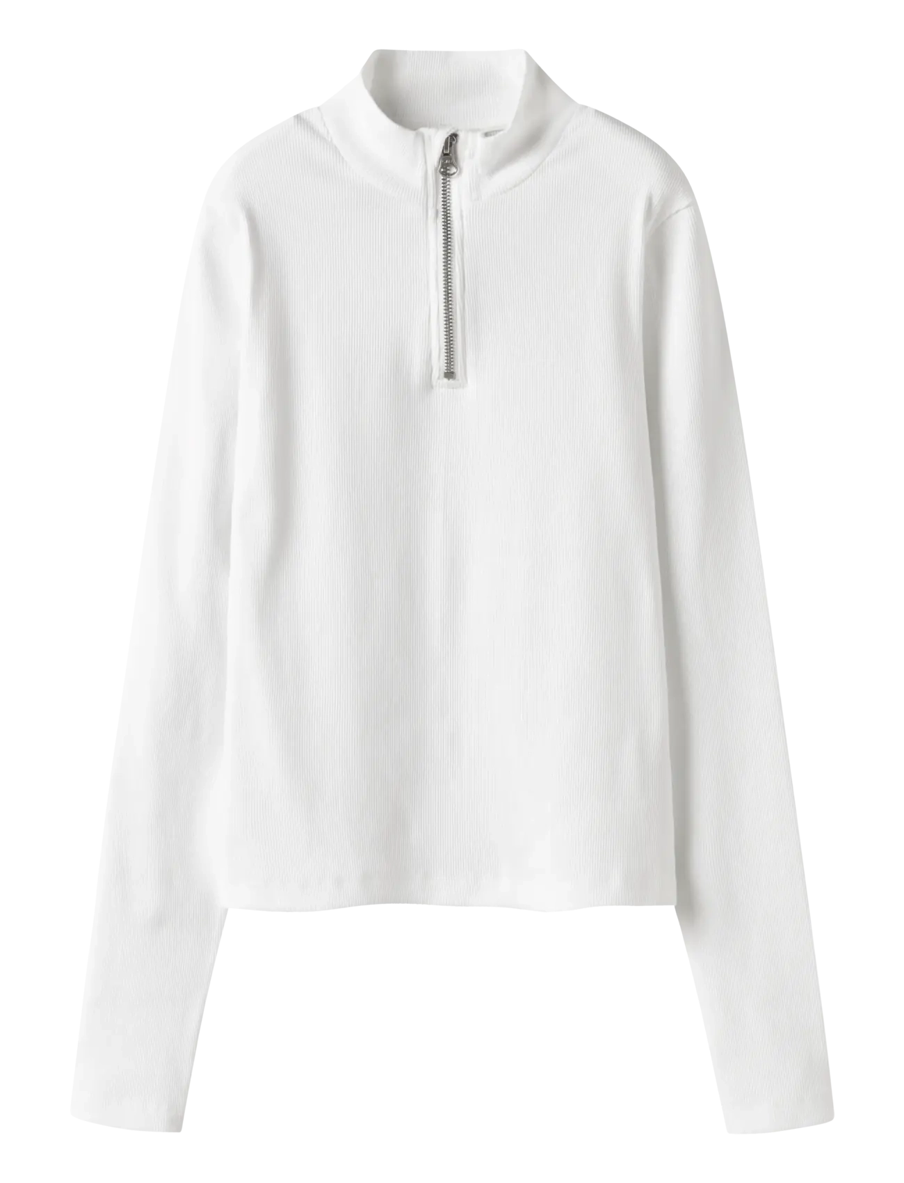LMTD Nlfhinaja Ls Short S Half Zip Top, 146-152, White, Strik > Pullovere, Børn
