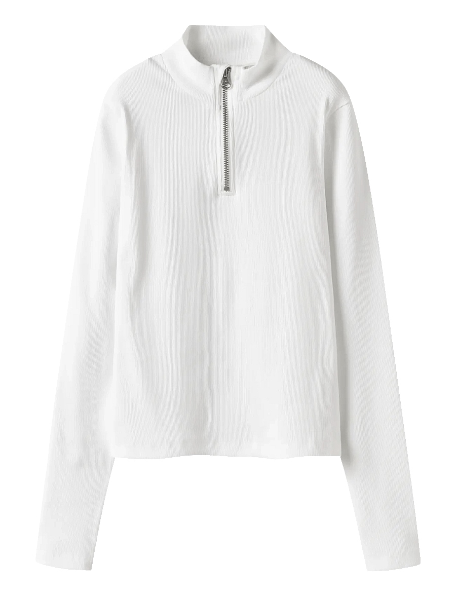 LMTD - NLFHINAJA LS SHORT S HALF ZIP TOP - trøjer - bright white - 0