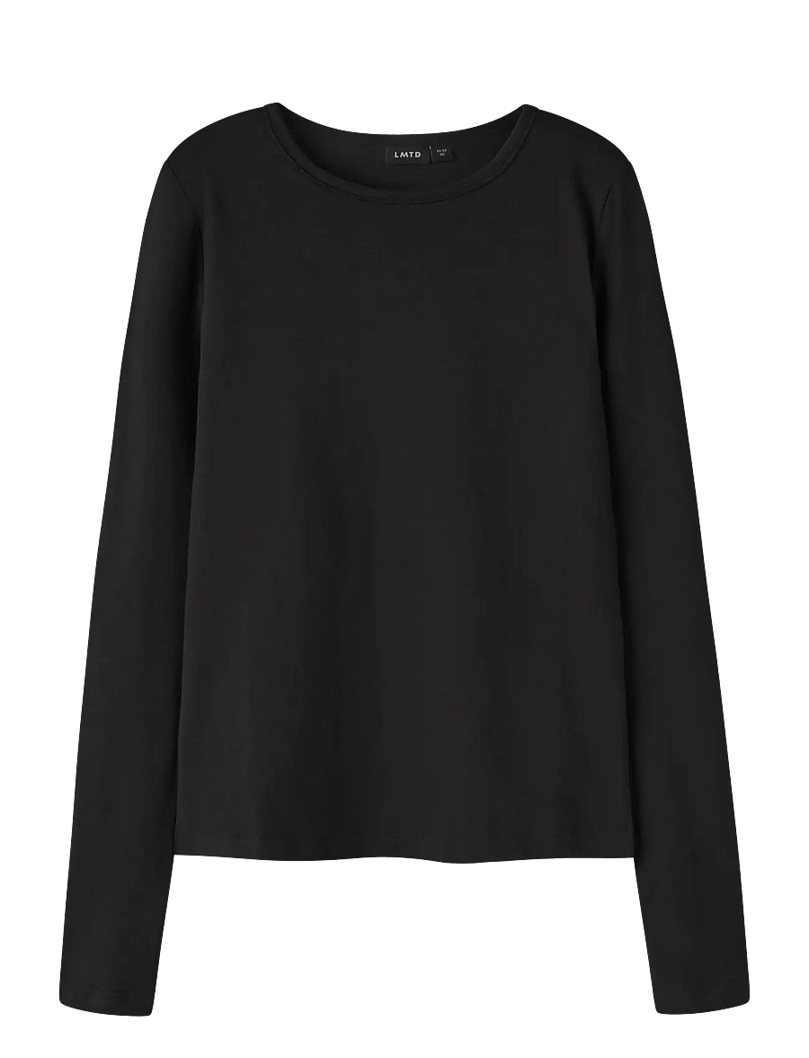 LMTD - NLFBOVAS LS SHORT S TOP NOOS - långärmade t-shirts - black - 1