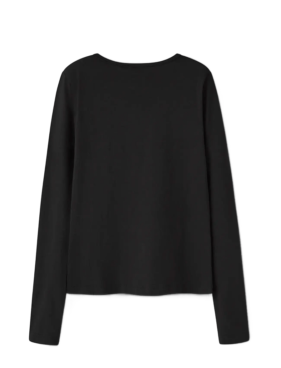 LMTD - NLFBOVAS LS SHORT S TOP NOOS - långärmade t-shirts - black - 2
