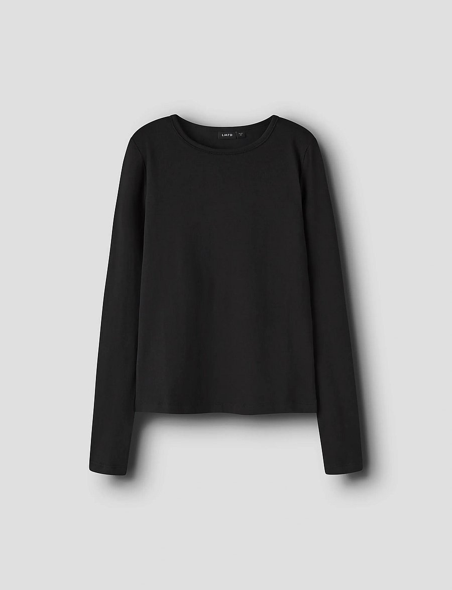 LMTD - NLFBOVAS LS SHORT S TOP NOOS - långärmade t-shirts - black - 0