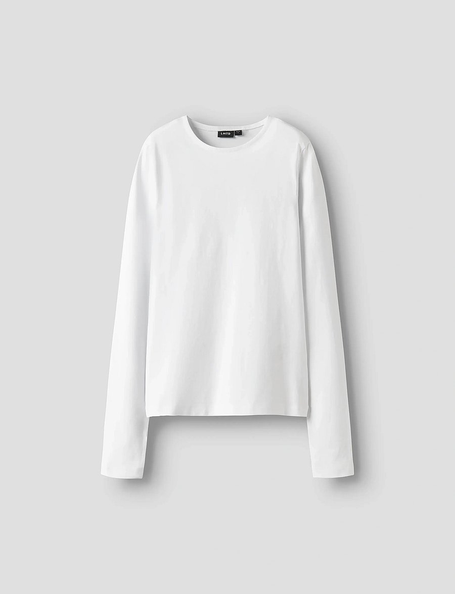 LMTD - NLFBOVAS LS SHORT S TOP NOOS - pikkade varrukatega t-särgid - bright white - 0