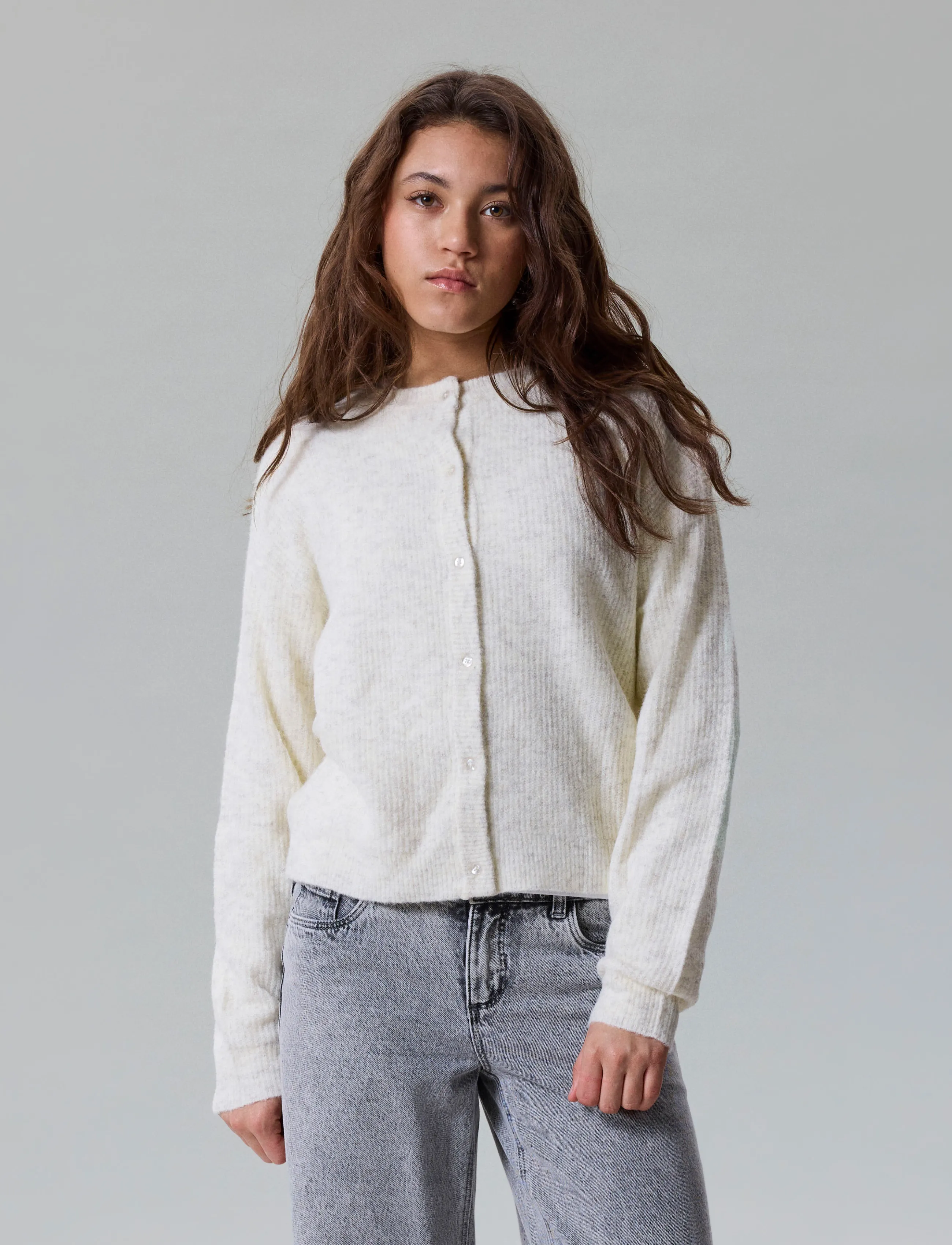 LMTD - NLFKLEAVE LS SHORT KNIT CARDIGAN NOOS - kardiganid - antique white - 3