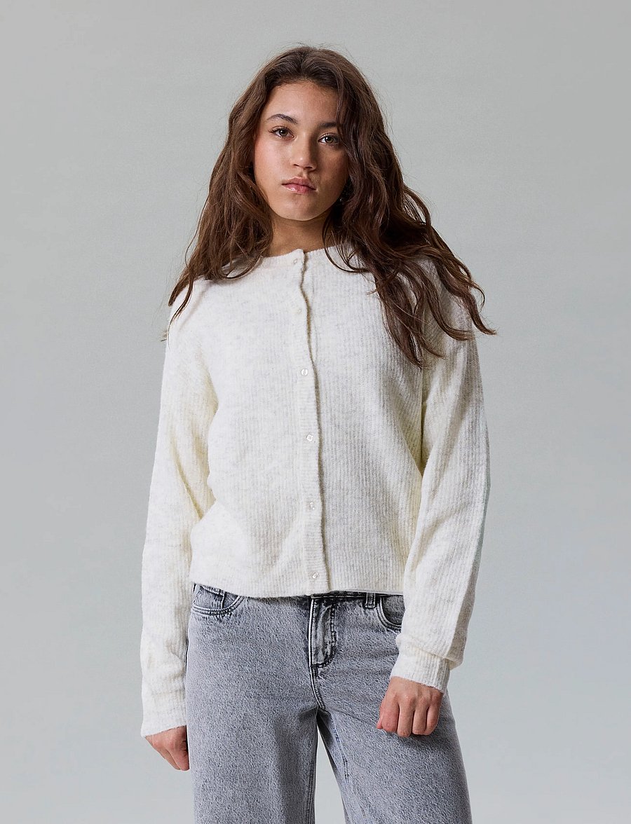 LMTD - NLFKLEAVE LS SHORT KNIT CARDIGAN NOOS - kardiganid - antique white - 3