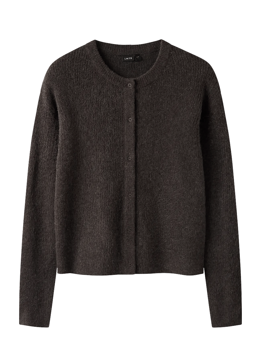 LMTD - NLFKLEAVE LS SHORT KNIT CARDIGAN NOOS - cardigans - chocolate brown - 0