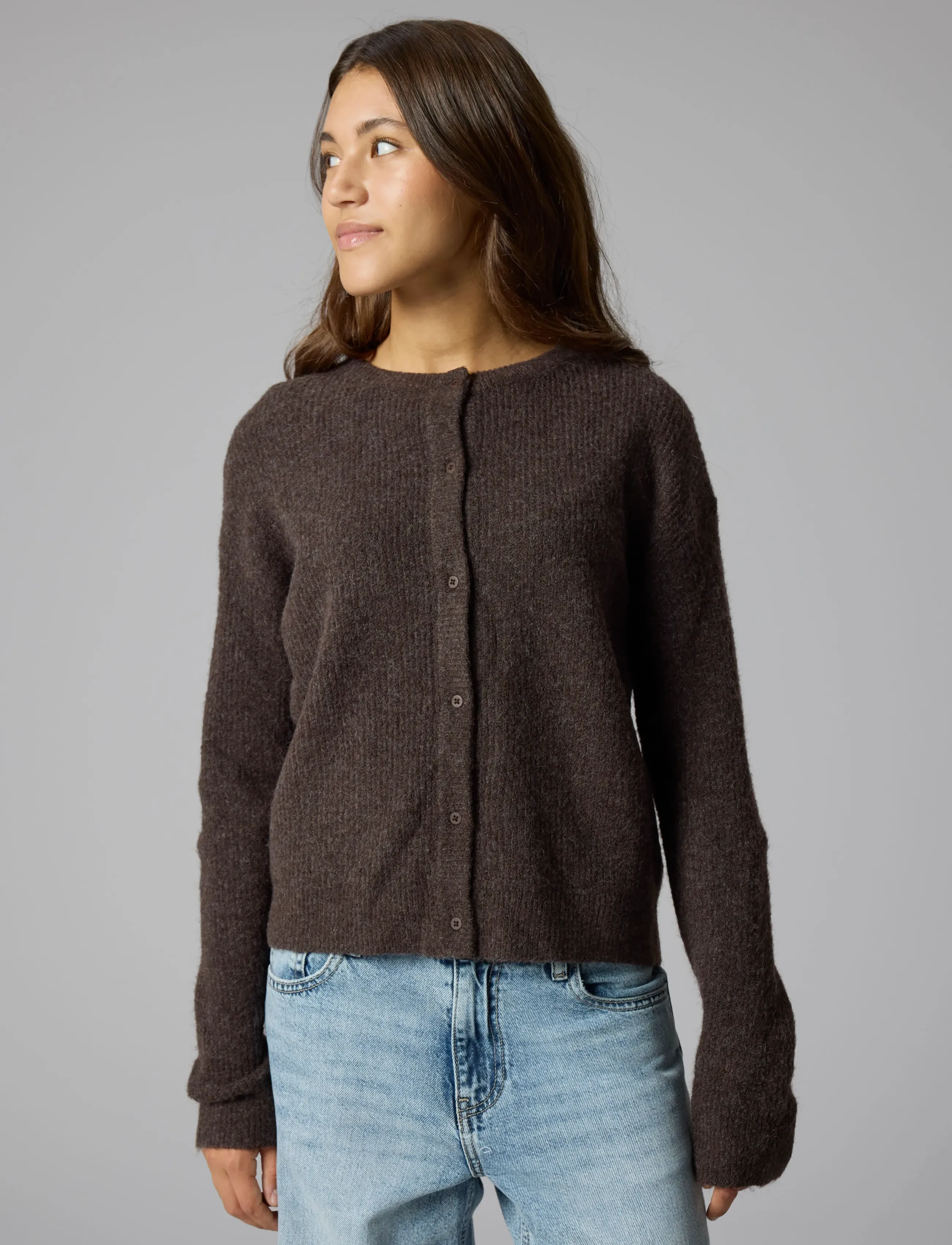 LMTD - NLFKLEAVE LS SHORT KNIT CARDIGAN NOOS - cardigans - chocolate brown - 3