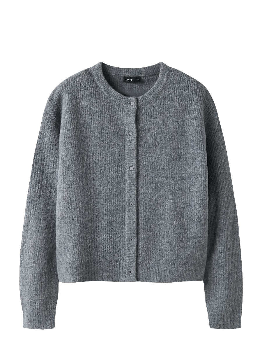 LMTD - NLFKLEAVE LS SHORT KNIT CARDIGAN NOOS - cardigans - grey melange - 0