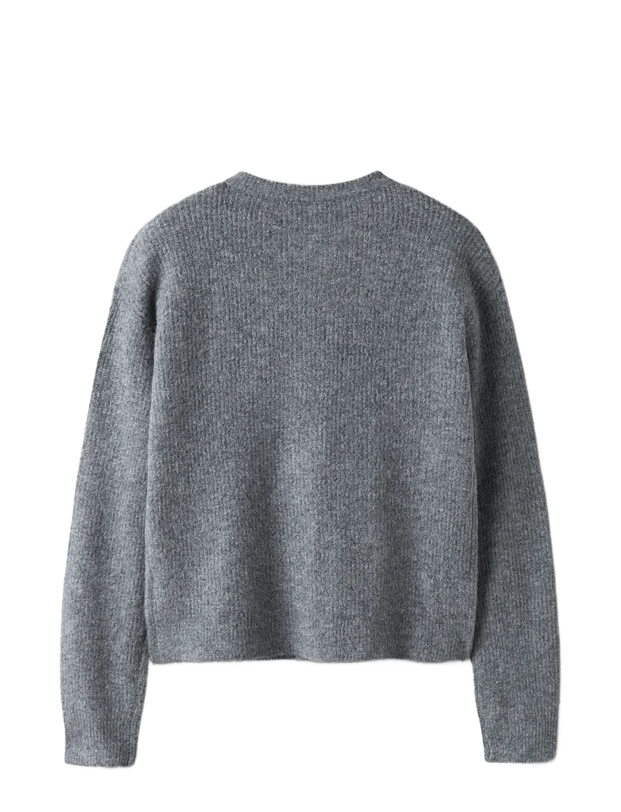 LMTD - NLFKLEAVE LS SHORT KNIT CARDIGAN NOOS - cardigans - grey melange - 1