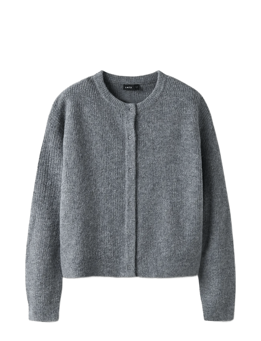 LMTD - NLFKLEAVE LS SHORT KNIT CARDIGAN NOOS - cardigans - grey melange - 2