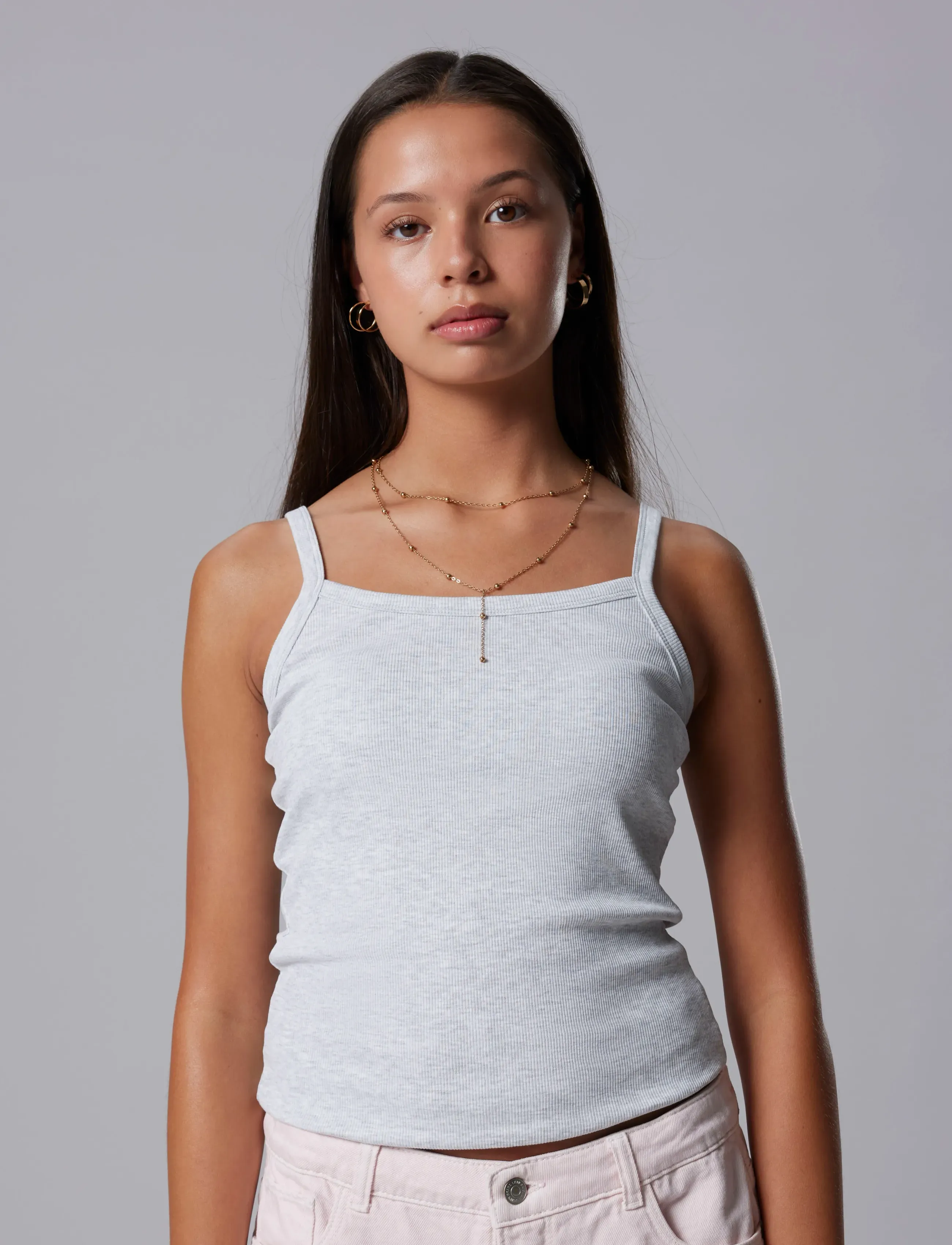 LMTD - NLFHINAJA STRAP TOP NOOS - topit - light grey melange - 4