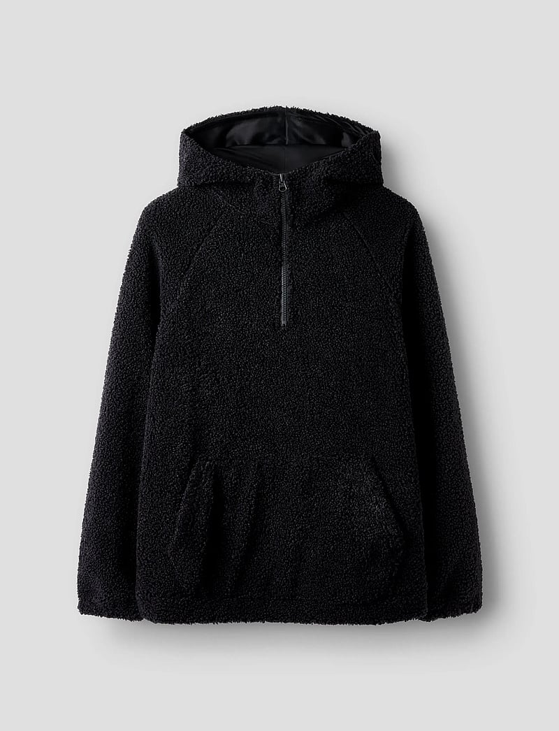 LMTD - NLMBETTO LS SHERPA HALF ZIP L SWEAT - hættetrøjer - dark grey - 0