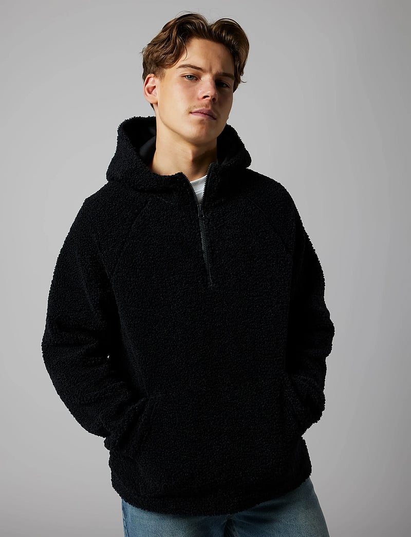 LMTD - NLMBETTO LS SHERPA HALF ZIP L SWEAT - hættetrøjer - dark grey - 4