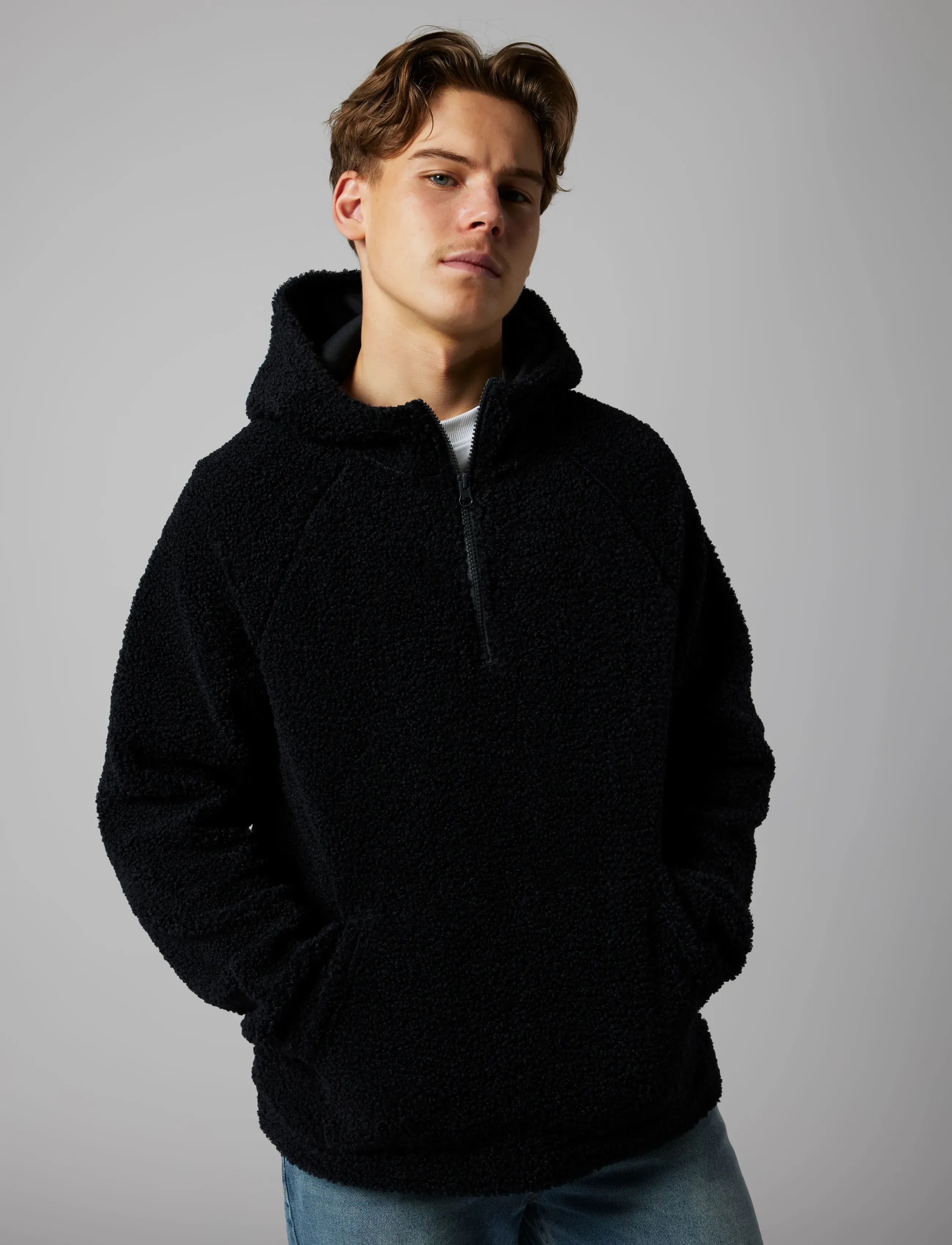 LMTD - NLMBETTO LS SHERPA HALF ZIP L SWEAT - huvtröjor - dark grey - 4