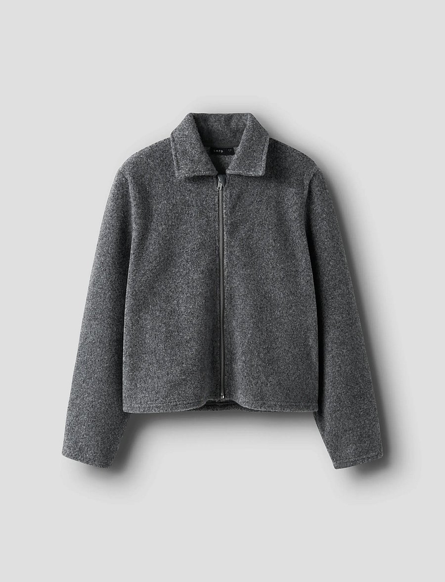 LMTD - NLFBARIA LS SHORT ZIP JACKET - fleecejacken - dark grey melange - 0