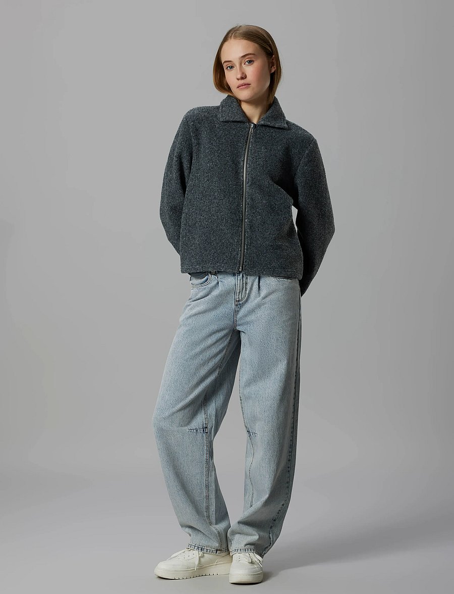 LMTD - NLFBARIA LS SHORT ZIP JACKET - fleecejacken - dark grey melange - 4