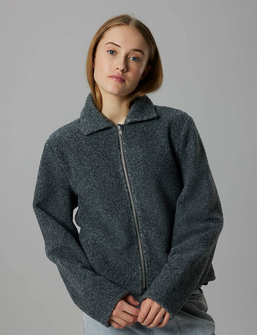 LMTD - NLFBARIA LS SHORT ZIP JACKET - fleecejacken - dark grey melange - 5
